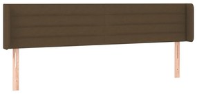 Cabeceira de cama c/ luzes LED tecido 203x16x78/88 cm castanho