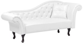 Chaise-longue em pele sintética branca com apoio à direita LATTES Beliani