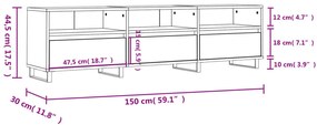 Móvel p/ TV 150x30x44,5 cm derivados madeira branco brilhante