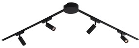 Sistema de iluminação de trilho moderno com 4 focos pretos monofásicos - Magnetic Samson