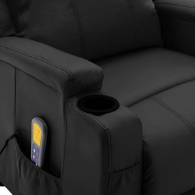 Poltrona Kaila de Massagens Reclinável em Couro Artificial - Preto - D