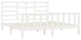 Estrutura de cama super king pinho maciço 180x200 cm branco