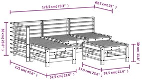 5 pcs conjunto lounge de jardim madeira de pinho maciça branco