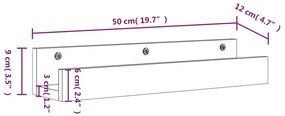 Prateleiras de parede 2 pcs 50x12x9cm pinho maciço castanho-mel