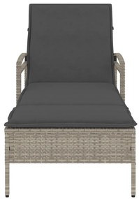 Espreguiçadeira com almofadão 63x200x81 cm vime PE cinza-claro