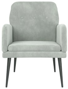 Cadeira c/ apoio de braços 62x79x79 veludo cinzento-claro