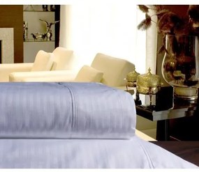 Cama 200x200 cm - Jogo de lençóis às riscas em cetim de 300 fios: Branco 1 lençol inferior não ajustável 300x300 cm + 1 lençol superior 300x300 cm + 2 fronhas 50x70 cm fecha com pala interna