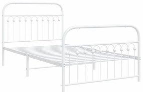 Estrutura de cama com cabeceira e pés 107x203 cm metal branco