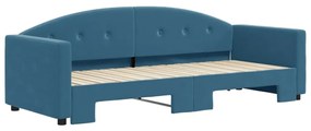 Sofá-cama com gavetão 80x200 cm veludo azul
