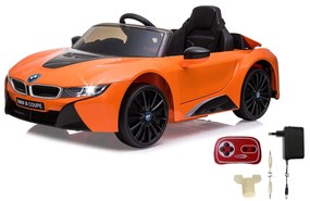 Carro elétrico infantil bateria BMW I8 Coupe 12V Controlo Remoto 2,4GHz Laranja