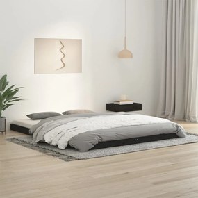 Estrutura de cama king size 150x200 cm pinho maciço preto