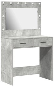Mesa de Maquiagem vidaXL com Luzes LED Cinza Concreto 78,5x41x135 cm