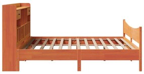 Cama sem colchão 200x200 cm pinho maciço castanho-mel