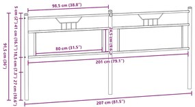 Cabeceira de cama 200 cm derivados madeira/aço carvalho sonoma