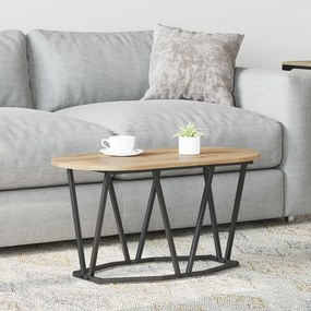 Mesa de Centro vidaXL Carvalho Artisan 80x40x40,5 cm em Madeira de Engenharia e Metal