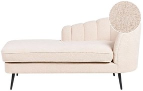 Chaise-longue à direita em tecido bouclé creme claro ALLIER Beliani