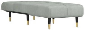 Chaise longue veludo cinzento-claro