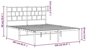 Estrutura de cama com cabeceira 150x200 cm metal branco