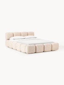 Bouclé Upholstered Bed Tayla with Storage Space