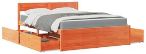 Cama com gavetas e colchão 140x200 cm pinho maciço castanho-mel
