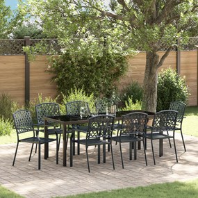 vidaXL Conjunto de Jantar de Jardim de 9 Peças em Aço Antracite