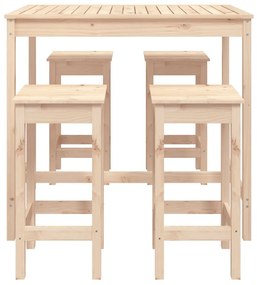 5 pcs conjunto de bar para jardim pinho maciço