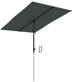 Guarda-sol de jardim com poste de alumínio 2x1,5 m antracite