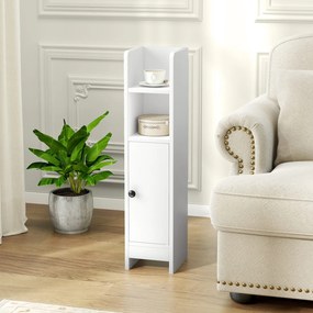 Conjunto de 2 armários de casa de banho 20 cm x 18 cm x 80 cm com porta e estantes ajustáveis, suporte para papel higiénico e organizador para casa de