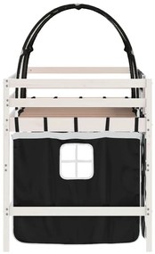 Cama alta criança c/ túnel 90x190 cm pinho maciço branco/preto