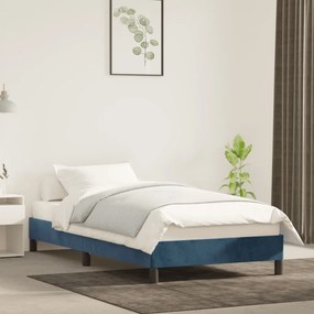 Estrutura de cama sem colchão 90x200 cm veludo azul-escuro