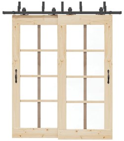 Kit de ferragens para porta deslizante 200 cm aço preto