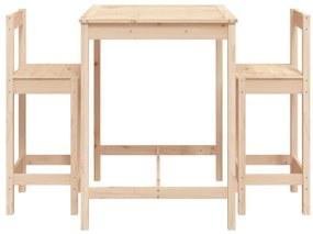 3 pcs conjunto de bar para jardim madeira de pinho maciça