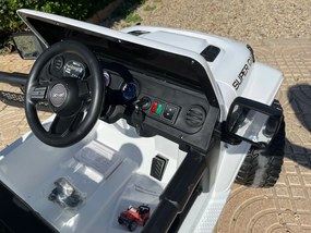 Carro Eletrico Infantil JEEP RUBICON STYLE 12V, App para Telemóvel e Comando, 1 Lugar Branco