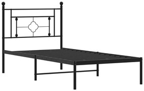 Estrutura de cama com cabeceira 100x200 cm metal preto