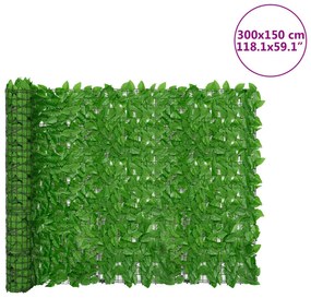 Tela de privacidade p/ varanda c/ folhas 300x150 cm verde