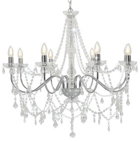 Lustre com contas lâmpadas 8 x E14 prateado