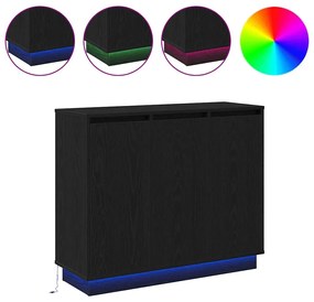 Sideboard vidaXL com LED Carvalho Preto 90x32x75 cm em madeira engenhe