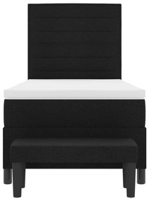 Cama Box Spring com Colchão e Banco Preto 90x200 cm Tecido