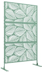 Outsunny Biombo de Exterior Separador de Ambientes com 3 Peças com Padrão de Flores Grande e Estrutura de Aço 122x45x198 cm Verde