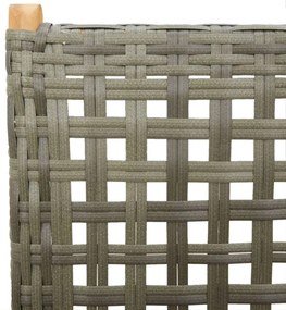 7pcs conjunto de jantar p/ jardim vime PE/ madeira maciça cinza