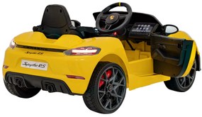 Carro elétrico para Crianças 12V Porsche Spyder RS 718, Rodas Espuma EVA, assento couro ecológico Carga até 30 kg Amarelo