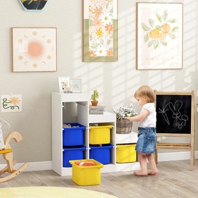 Móvel de Arrumação para Brinquedos, 96 x 38,5 x 90 cm, 6 Caixas Amovíveis, multicolorido