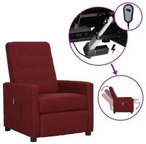 vidaXL Poltrona elétrica reclinável tecido vermelho tinto