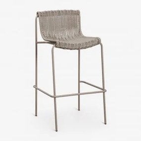 Pack De 2 Bancos Altos Em Rattan Sintético E Ferro Revia Moka Brown & ↑75 Cm - Sklum
