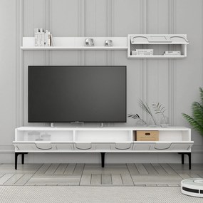 Unidade TV Lyon – Branco e Preto – TV Stand: 180x42x35 cm, Prateleira