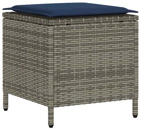 4 pcs conjunto sofás de jardim c/ almofadões vime PE cinzento