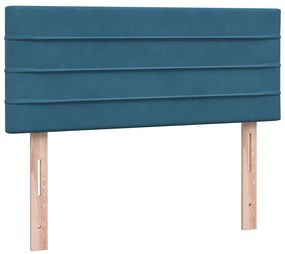 Cama com molas/colchão 120x210 cm veludo azul-escuro