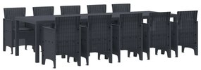 vidaXL Conjunto de Jantar para Jardim com Almofadas 11 pcs Antracite