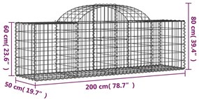 Cestos gabião arqueados 18pcs 200x50x60/80 cm ferro galvanizado