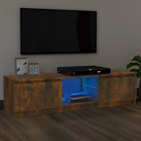 vidaXL Móvel de TV com luzes LED 120x30x36 cm carvalho fumado